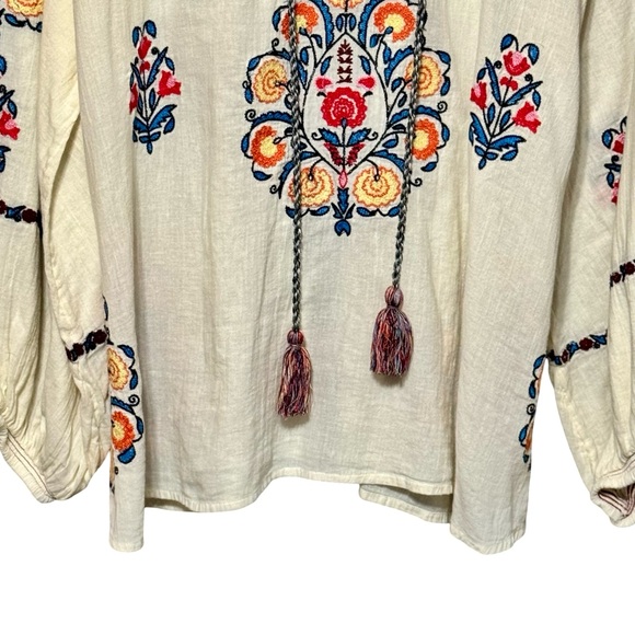 Sundance Floral Embroidered Long Sleeve Peasant Style Lightweight Blouse Top XL - Picture 5 of 11